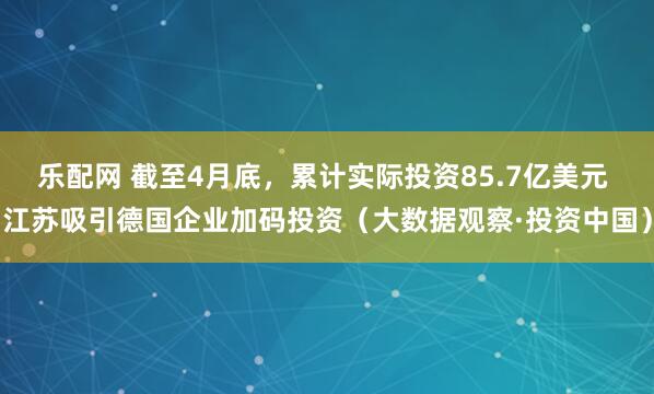 乐配网 截至4月底，累计实际投资85.7亿美元 江苏吸引德国企业加码投资（大数据观察·投资中国）